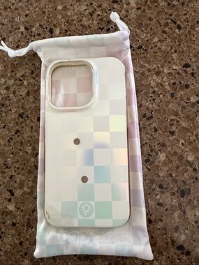 Loopy Case White Iridescent Checkered Phone Case with Pastel Accents